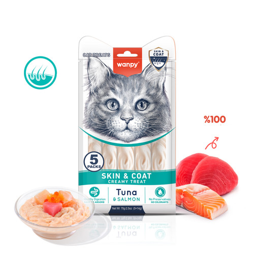 بستنی درمانی ونپی مکمل پوست و مو بستنی گربه ونپی طعم ماهی تن و سالمون بسته ۵ عددی