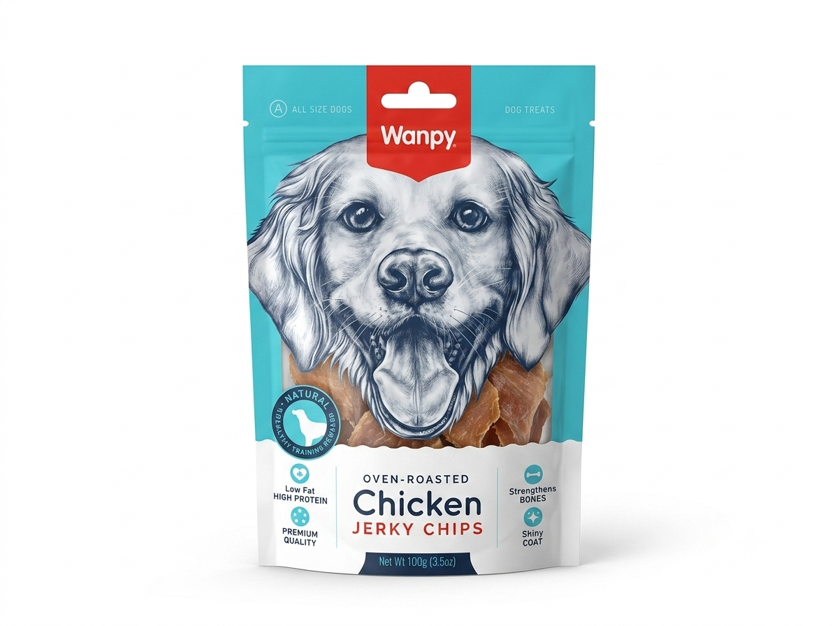 تشویقی سگ ونپی طعم مرغ مدل چیپسی |100gr Wanpy chicken Jerky Chip